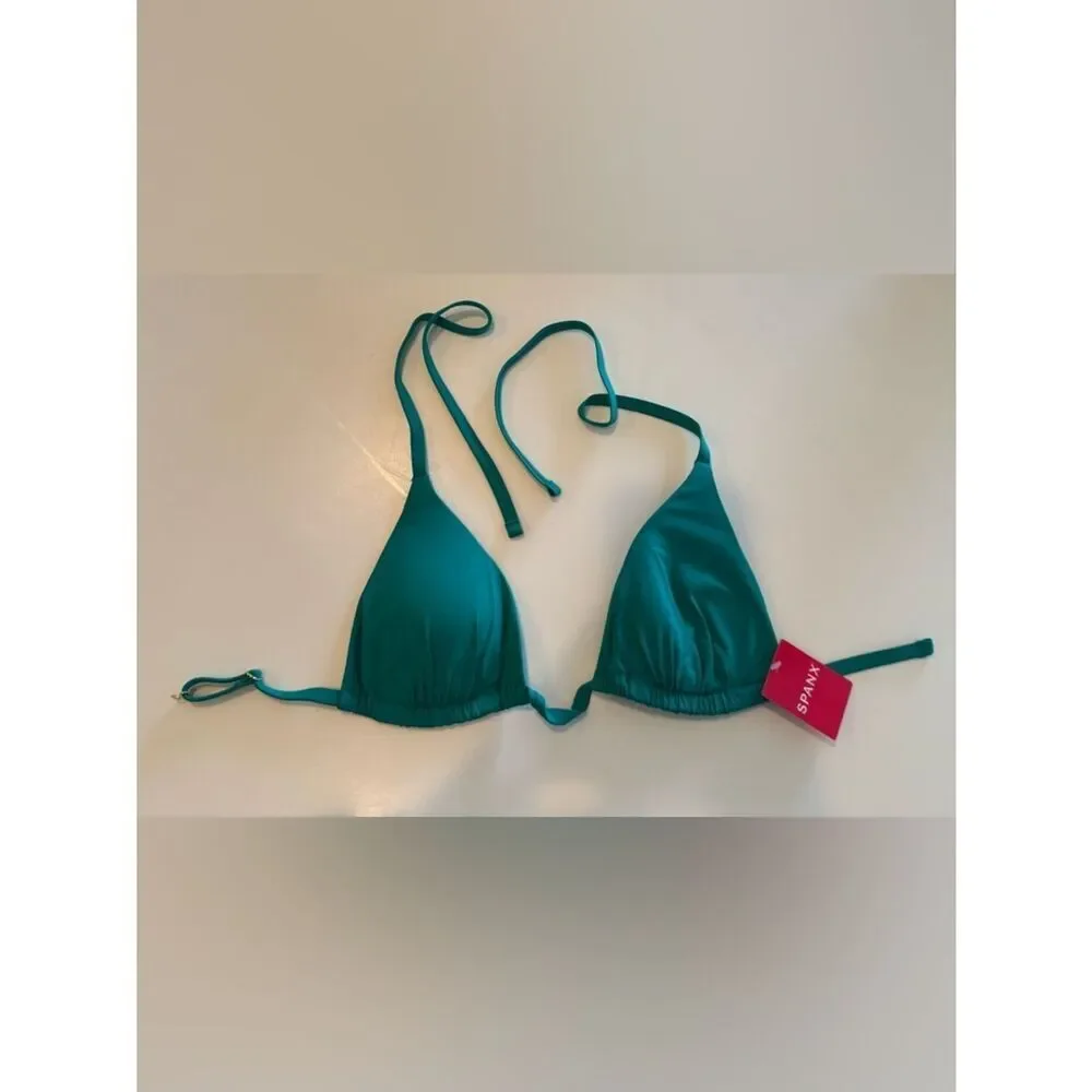 SPANX Triangle Bikini Top Mystic Green Small, NWT